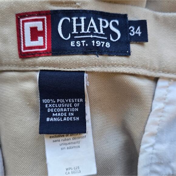 Chaps Men's Tan Khaki Shorts Size 34 Waist Extender Preppy Casual Soft Chino - Picture 10 of 12